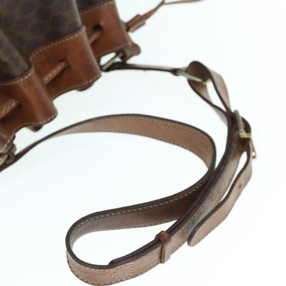 CELINE Macadam Canvas Shoulder Bag Pvc Leather Brown - Picture 7 of 12